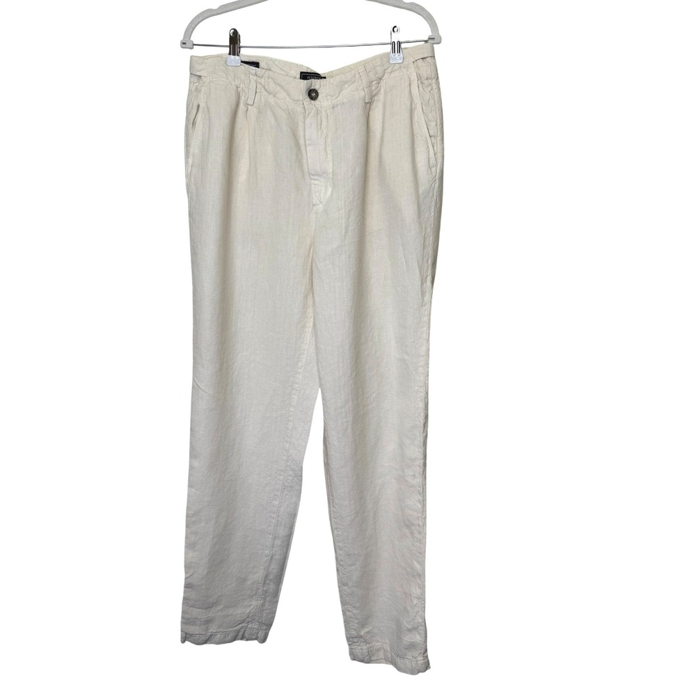 Peserico‎ Linen Pants Side Buckles Womens 32 Cream